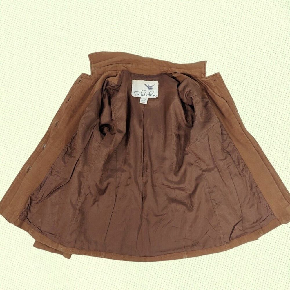 Tabitha Anthropologie Brown Ruffle Utility Jacket Belted Cotton Twill Size 8 - Picture 5 of 6